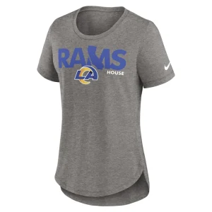 Los angeles rams nike womens local fashion tri blend t shirt Heather charcoal S
