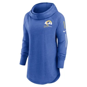 Los angeles rams nike womens minimal statement lightweight raglan funnel neck pullover hoodie Royal S
