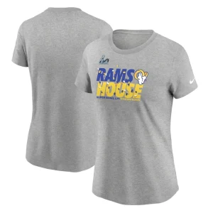 Los angeles rams nike womens super bowl lvi champions confetti t shirt Heathered gray