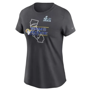Los angeles rams nike womens super bowl lvi champions hometown t shirt anthracite Multi M