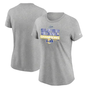 Los angeles rams nike womens super bowl lvi champions locker room trophy collection t shirt Heathered gray