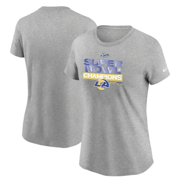 Los angeles rams nike womens super bowl lvi champions locker room trophy collection t shirt Heathered gray