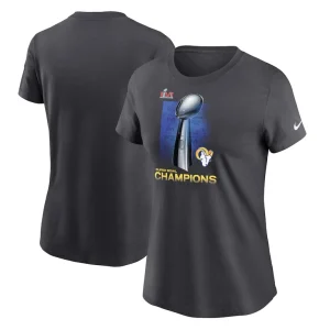Los angeles rams nike womens super bowl lvi champions lombardi trophy t shirt anthracite Multi
