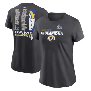 Los angeles rams nike womens super bowl lvi champions roster t shirt anthracite Multi