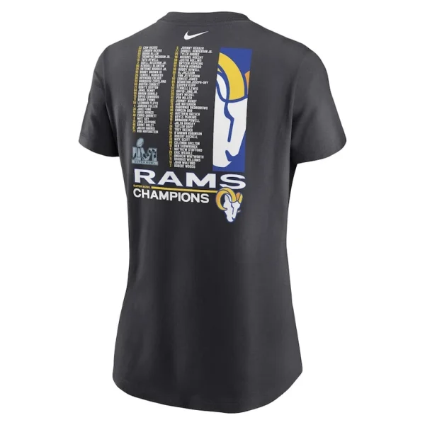 Los angeles rams nike womens super bowl lvi champions roster t shirt anthracite Multi L