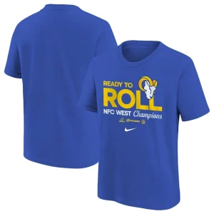 Los angeles rams nike youth 2024 nfc west division champions locker room trophy collection t shirt Royal