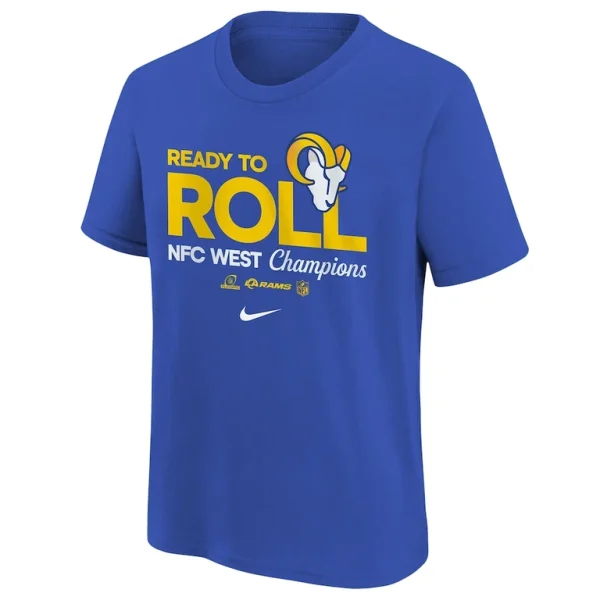 Los angeles rams nike youth 2024 nfc west division champions locker room trophy collection t shirt Royal Yth M