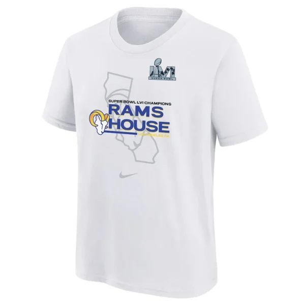 Los angeles rams nike youth super bowl lvi champions hometown t shirt White Yth M