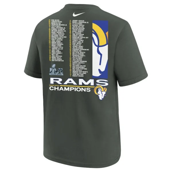 Los angeles rams nike youth super bowl lvi champions roster t shirt anthracite Multi Yth L