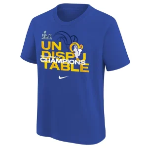 Los angeles rams nike youth super bowl lvi champions slogan t shirt Royal Yth M