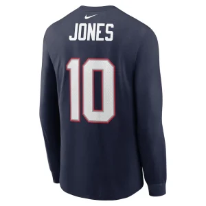Mac jones new england patriots nike player name number long sleeve t shirt Navy L