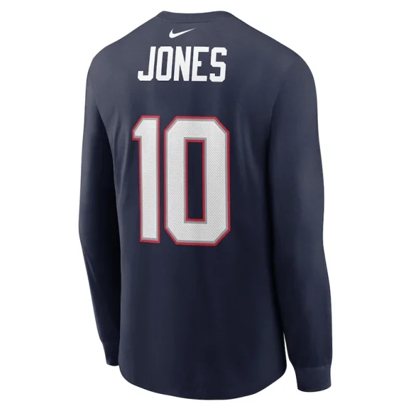 Mac jones new england patriots nike player name number long sleeve t shirt Navy L