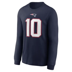 Mac jones new england patriots nike player name number long sleeve t shirt Navy M