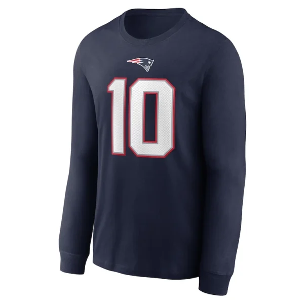 Mac jones new england patriots nike player name number long sleeve t shirt Navy M