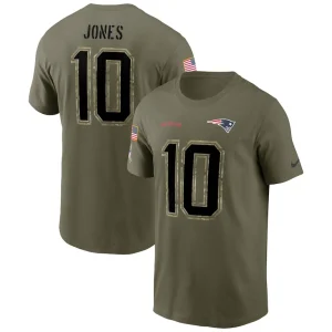 Mac jones new england patriots nike salute to service name number t shirt Olive
