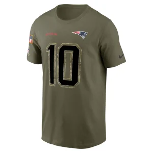 Mac jones new england patriots nike salute to service name number t shirt Olive M