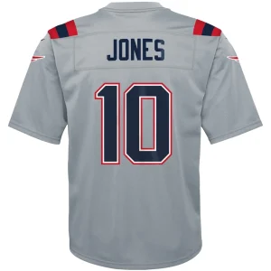 Mac jones new england patriots nike youth inverted game jersey Gray Yth L