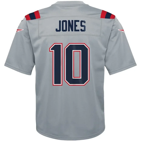Mac jones new england patriots nike youth inverted game jersey Gray Yth L