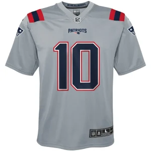 Mac jones new england patriots nike youth inverted game jersey Gray Yth M