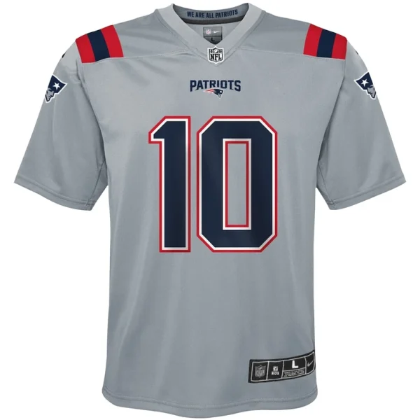 Mac jones new england patriots nike youth inverted game jersey Gray Yth M