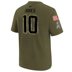 Mac jones new england patriots nike youth salute to service name number t shirt Olive Yth L