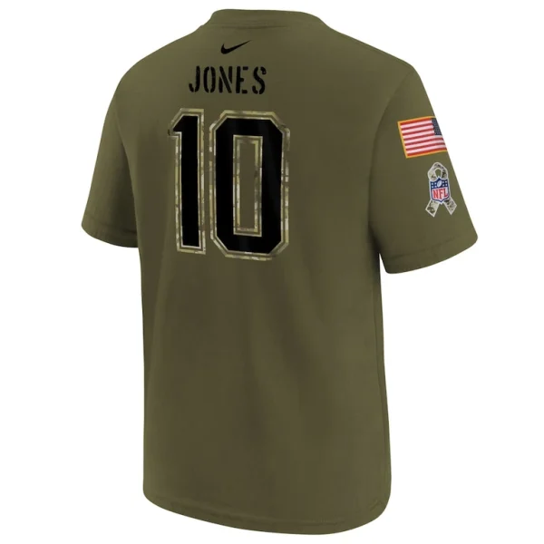 Mac jones new england patriots nike youth salute to service name number t shirt Olive Yth L