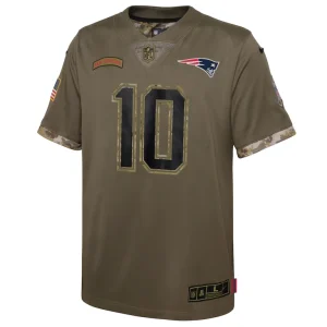 Mac jones new england patriots nike youth salute to service player limited jersey Olive Yth M