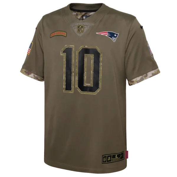 Mac jones new england patriots nike youth salute to service player limited jersey Olive Yth M