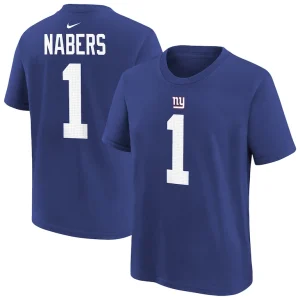 Malik nabers new york giants nike player name number t shirt Royal