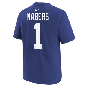 Malik nabers new york giants nike player name number t shirt Royal Yth L