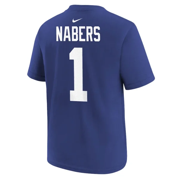 Malik nabers new york giants nike player name number t shirt Royal Yth L