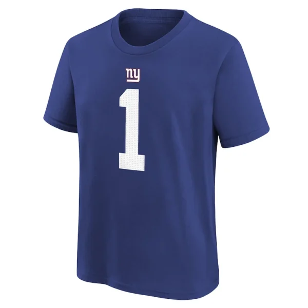 Malik nabers new york giants nike player name number t shirt Royal Yth M