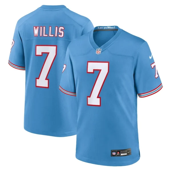 Malik willis tennessee titans nike oilers throwback alternate game player jersey Light blue