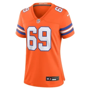 Mark schlereth denver broncos nike womens mile high collection 1977 throwback retired player game jersey Orange M