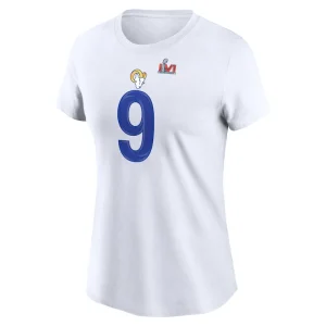 Matthew stafford los angeles rams nike womens super bowl lvi name number t shirt White M