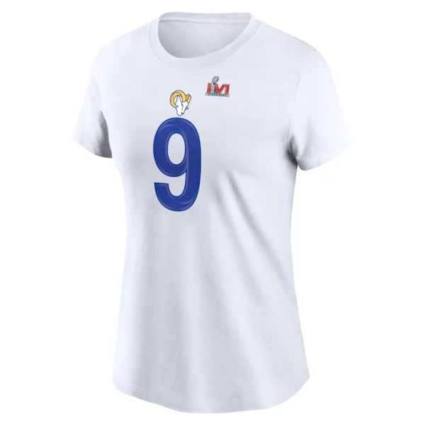 Matthew stafford los angeles rams nike womens super bowl lvi name number t shirt White M