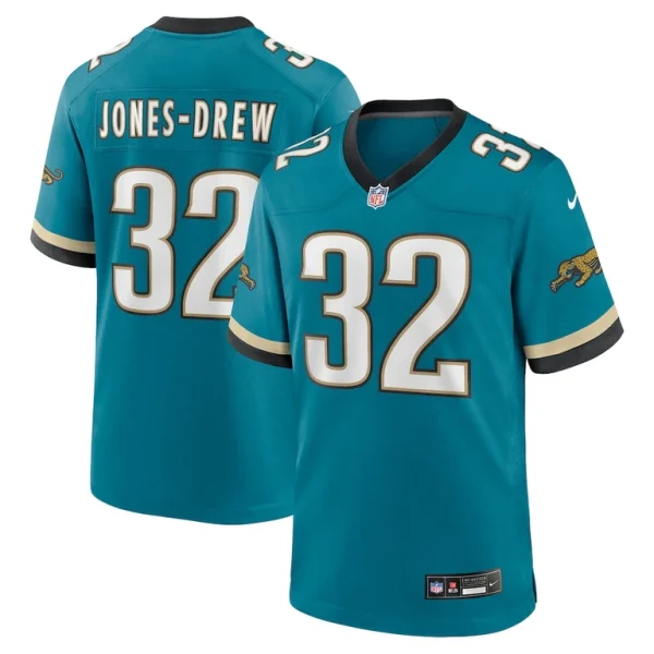 Maurice jones drew jacksonville jaguars nike prowler throwback retired player game jersey Teal