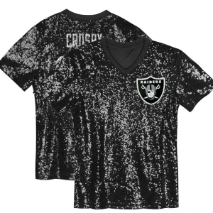 Maxx crosby las vegas raiders girls youth sequin v neck fashion jersey Black