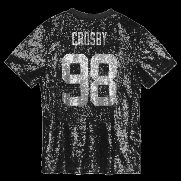 Maxx crosby las vegas raiders girls youth sequin v neck fashion jersey Black Yth L