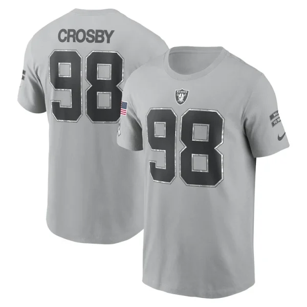 Maxx crosby las vegas raiders nike 2024 salute to service name number t shirt Gray