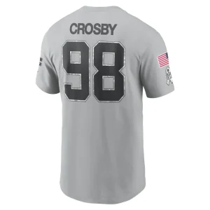 Maxx crosby las vegas raiders nike 2024 salute to service name number t shirt Gray L