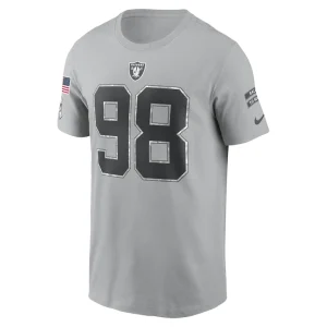 Maxx crosby las vegas raiders nike 2024 salute to service name number t shirt Gray M