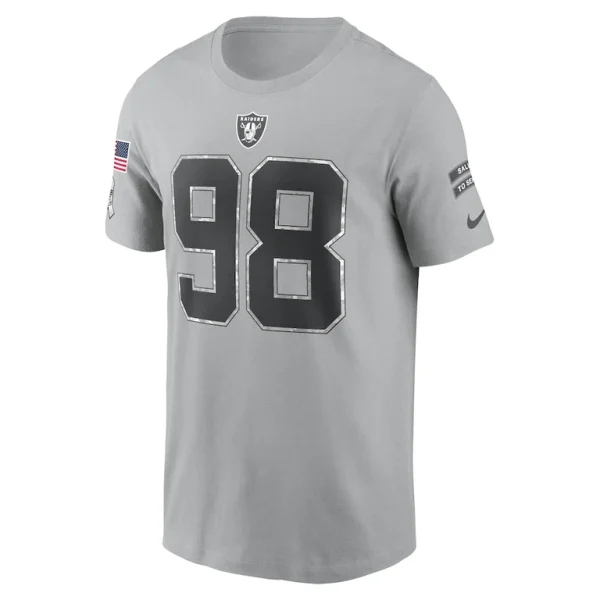 Maxx crosby las vegas raiders nike 2024 salute to service name number t shirt Gray M
