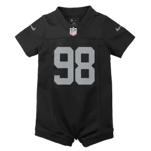 Maxx crosby las vegas raiders nike newborn infant game romper jersey Black 3 6 MO