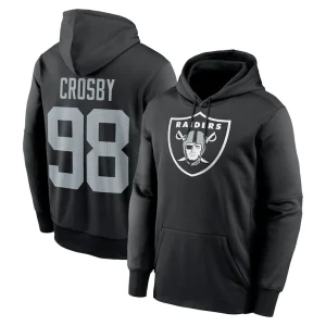 Maxx crosby las vegas raiders nike player name number performance pullover hoodie Black