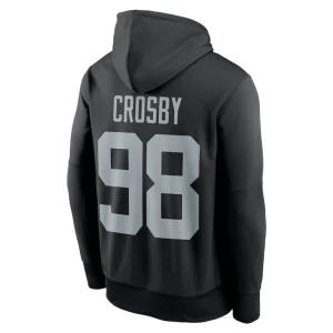 Maxx crosby las vegas raiders nike player name number performance pullover hoodie Black L