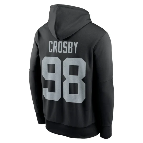 Maxx crosby las vegas raiders nike player name number performance pullover hoodie Black L