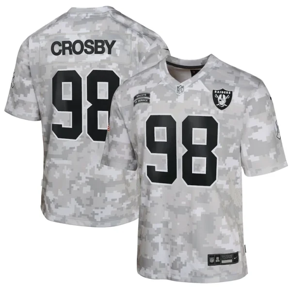 Maxx crosby las vegas raiders nike youth 2024 salute to service game jersey Arctic camo