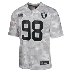 Maxx crosby las vegas raiders nike youth 2024 salute to service game jersey Arctic camo Yth M