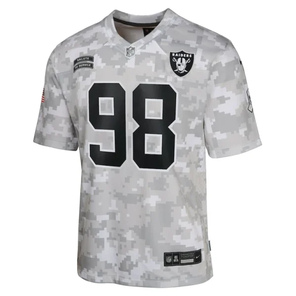 Maxx crosby las vegas raiders nike youth 2024 salute to service game jersey Arctic camo Yth M